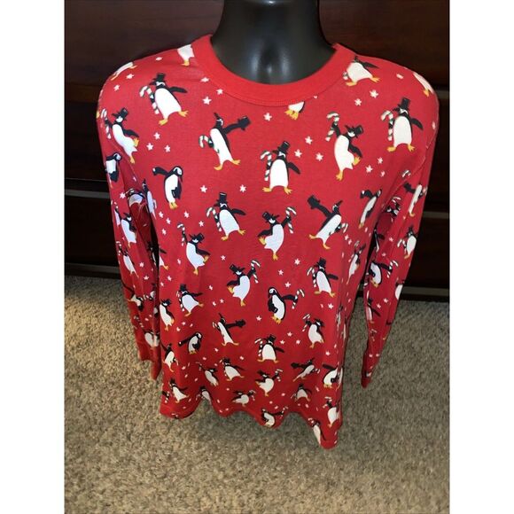 Hanna Andersson Other - Hanna Andersson Christmas Penguins Red Long John Pajama Top Size Large